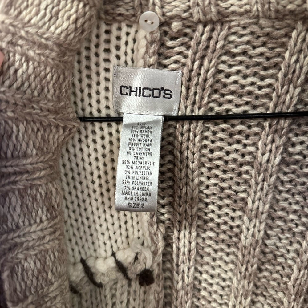 Chico's Patchwork Chunky Long Sweater With Belt - image 8